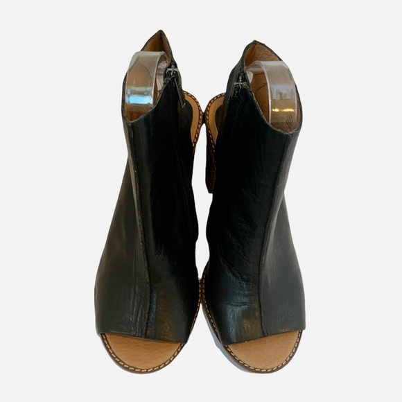 Madewell Peep Toe Chunky Heel Bootie Black Leather Boho Summer Outer Banks Sz 10 - Picture 4 of 9
